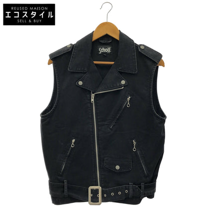 schott ショット 3132019 ブラック コットン ダブルライダースベスト トップス