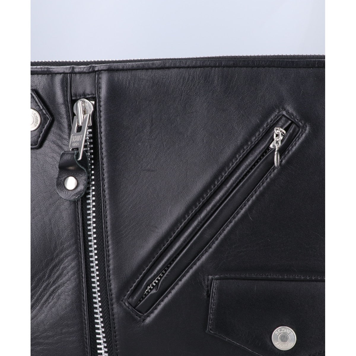 schott ショット 3179006 RIDERS CLUTCH BAG BLACK カウハイド ワンスター キルティング ライダース クラッチバッグ セカンドバッグ クラッチバッグ