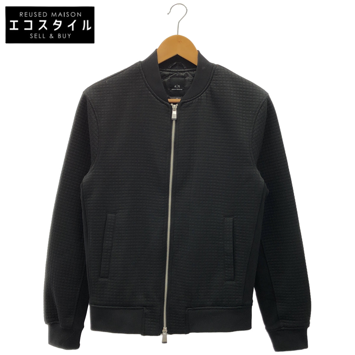 ARMANI EXCHANGE アルマーニエクスチェンジ 3HZB80 ZJT4Z ブラック ポリエステル ジップアップ ワッフルキルティングジャケット トップス