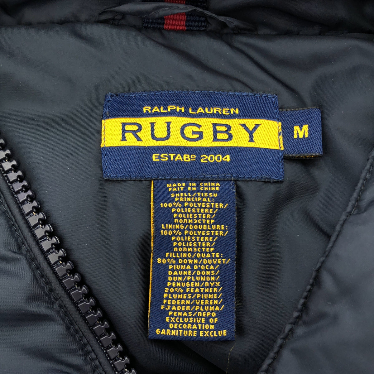 Ralph Lauren Rugby ラルフローレンラグビー ネイビー ポリエステル ワッペンデザイン フーデッドダウンジャケット トップス