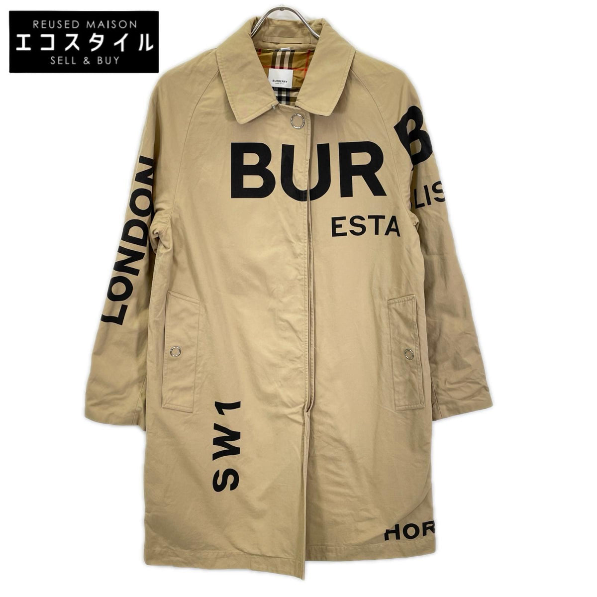 BURBERRY バーバリー 8016222 ベージュ コットンギャバジン ノヴァチェックライニング ホースフェリープリントステンカラーコート コート