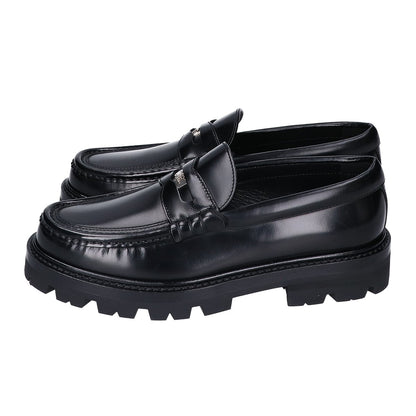 CELINE セリーヌ 350103602C.38NO ブラック×シルバー ポリッシュドカーフ トリオンフ マーガレット チャンキーペニーローファー シューズ