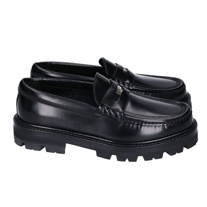CELINE セリーヌ 350103602C.38NO ブラック×シルバー ポリッシュドカーフ トリオンフ マーガレット チャンキーペニーローファー シューズ