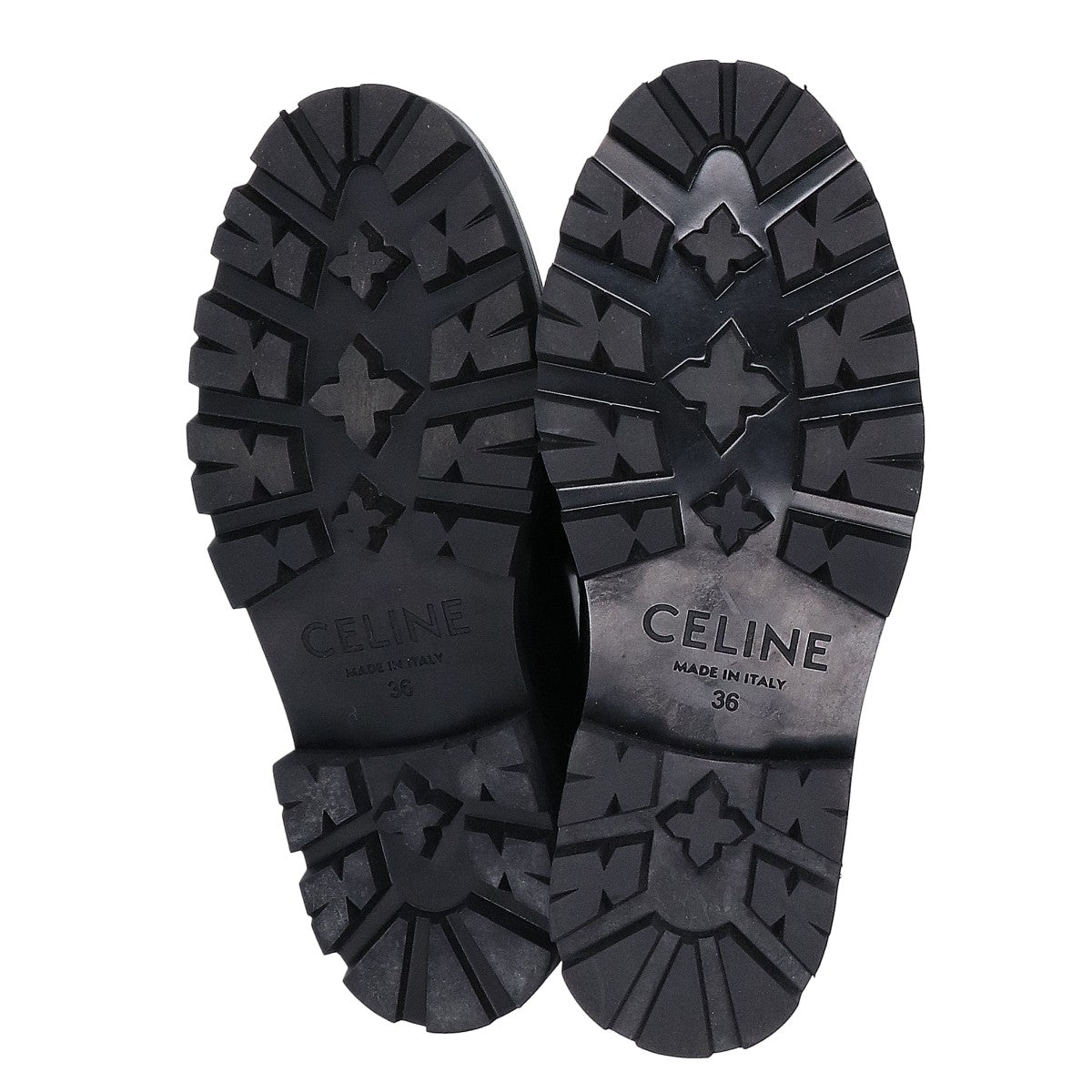 CELINE セリーヌ 350103602C.38NO ブラック×シルバー ポリッシュドカーフ トリオンフ マーガレット チャンキーペニーローファー シューズ