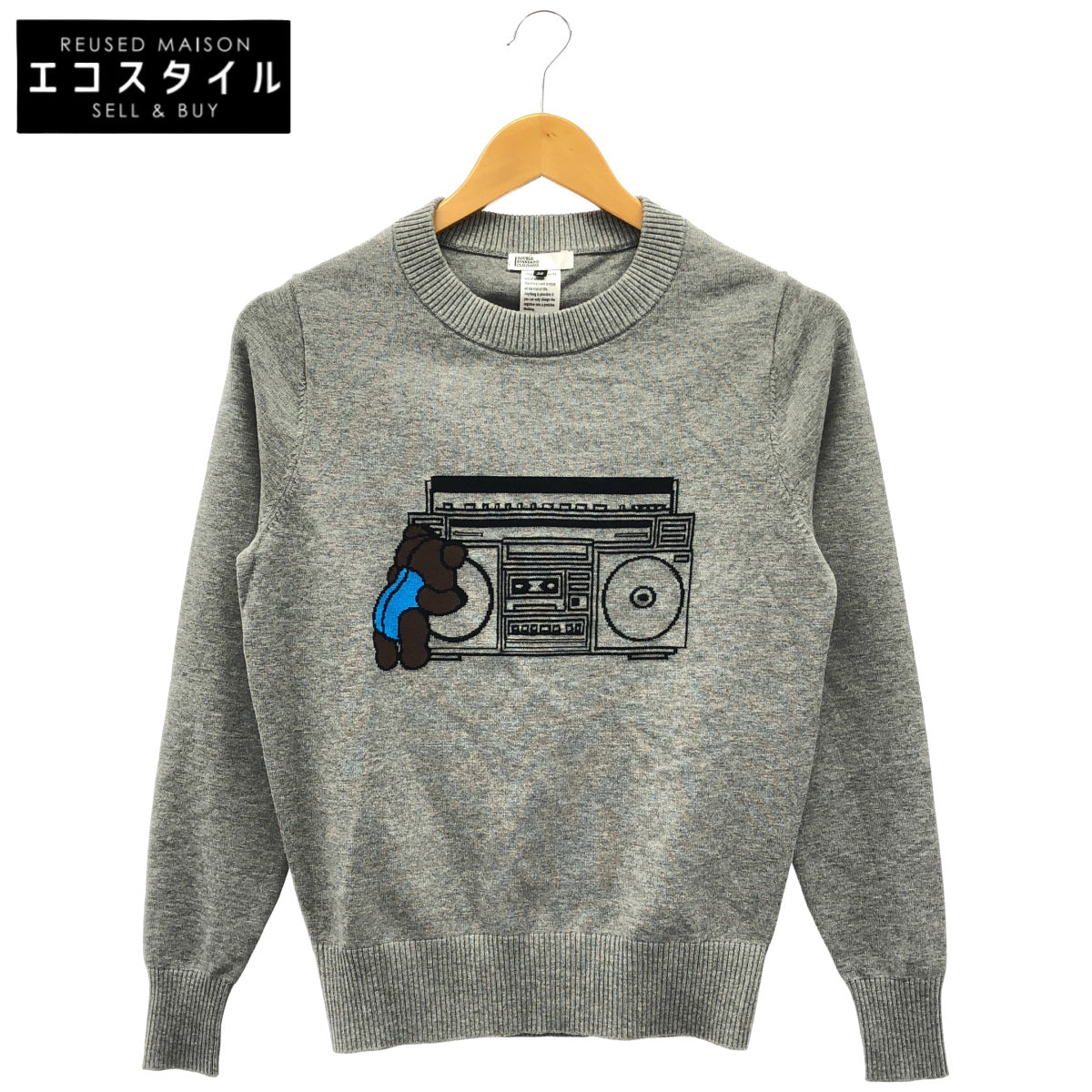 DOUBLE STANDARD CLOTHING ダブルスタンダードクロージング 0209-440-233 グレー インターシャ ラジカセ柄ニット トップス