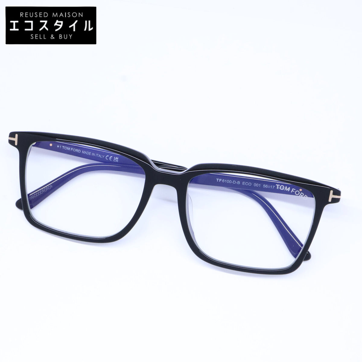 TOM FORD トムフォード TF6100-D-B ECO 001 ブルーライトカットレンズ スクエアシェイプ アイウェア 眼鏡