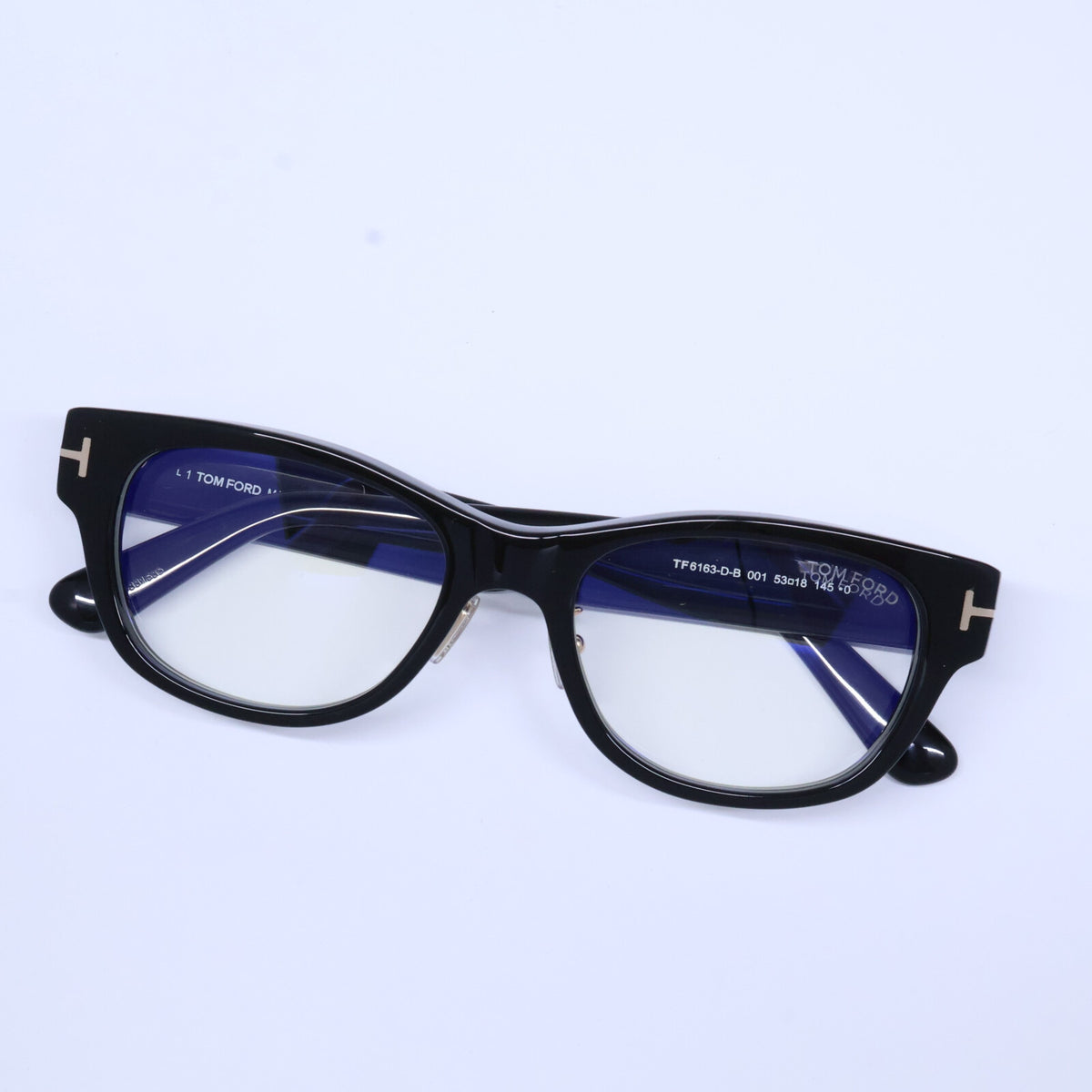 TOM FORD トムフォード 【美品】TF6163-D-B 001 ブルーライトカットレンズ ウェリントンシェイプ アイウェア 眼鏡