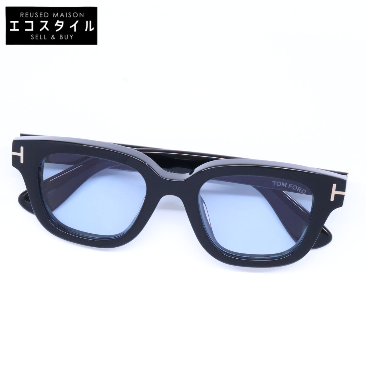TOM FORD トムフォード 【美品】TF1274-D ECO 01A ライトブルーレンズ ウェリントンシェイプ サングラス