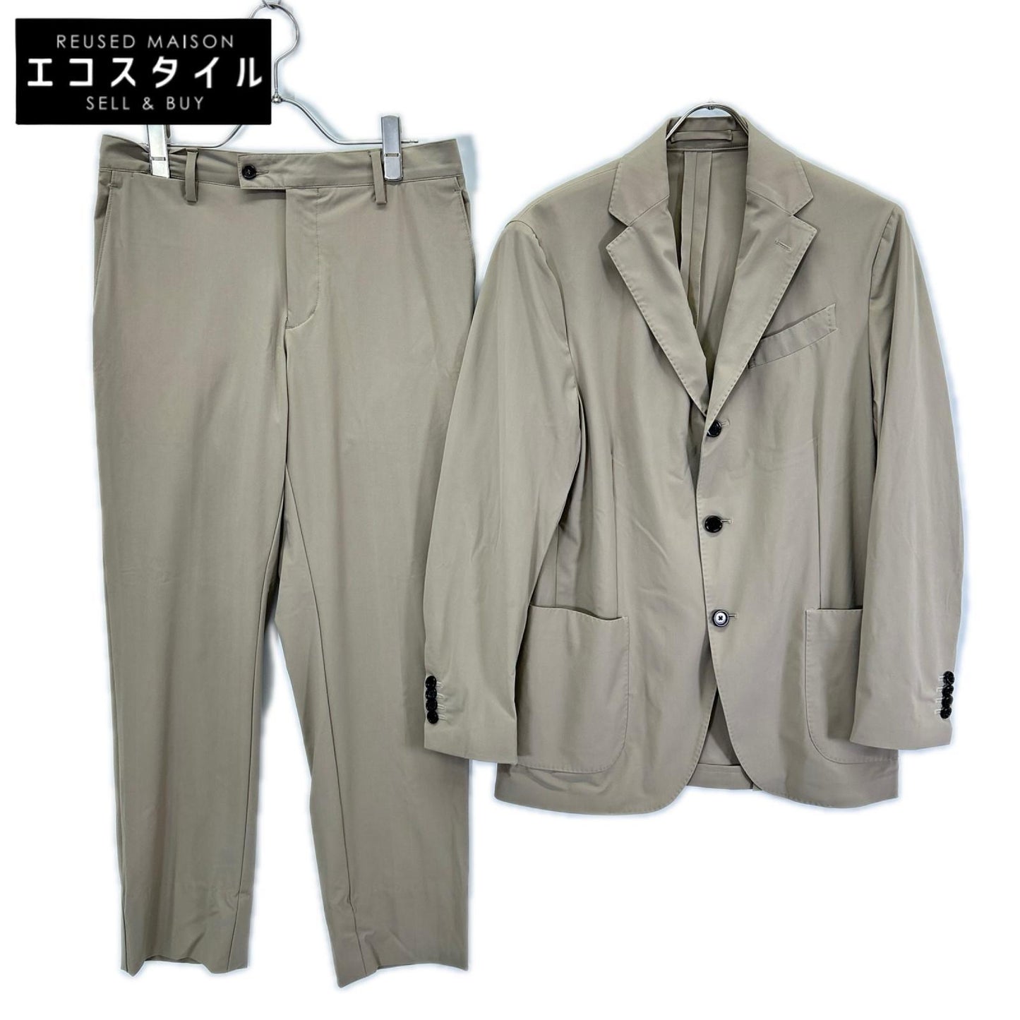 LARDINI ラルディーニ JY031AQ ベージュ ナイロン ストレッチ 3Bシングルジャケット/パンツ 2Pスーツセットアップ スーツ セットアップ