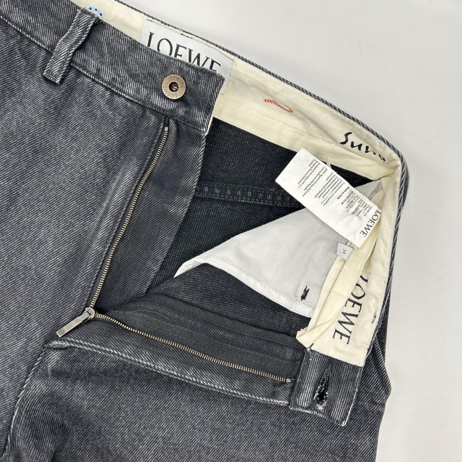 LOEWE ロエベ 【×SUNA FUJITA/スナフジタ】S359Y11XAX 24SS ブラック バックプリント バギーデニムパンツ ボトムス