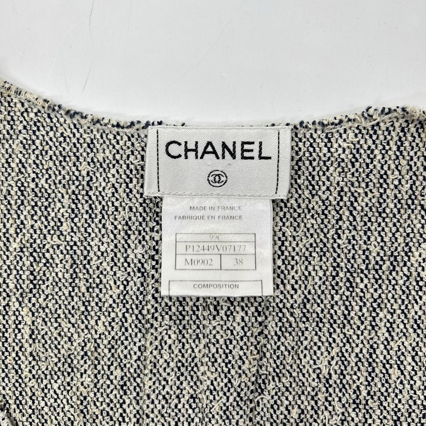 CHANEL シャネル P12449V07177 グレー ココマークボタン ノースリーブツイードプルオーバー トップス