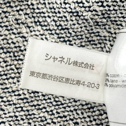 CHANEL シャネル P12449V07177 グレー ココマークボタン ノースリーブツイードプルオーバー トップス