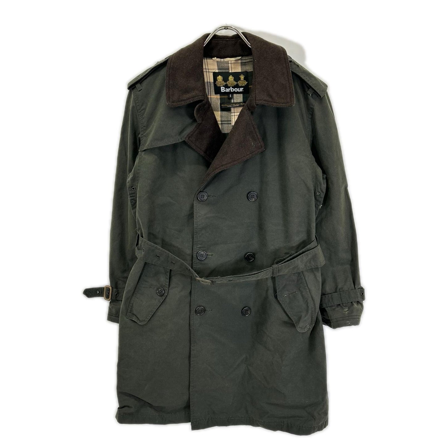 Barbour バブアー 08AW44 カーキ コットン ダブルボタン オイル トレンチコート コート