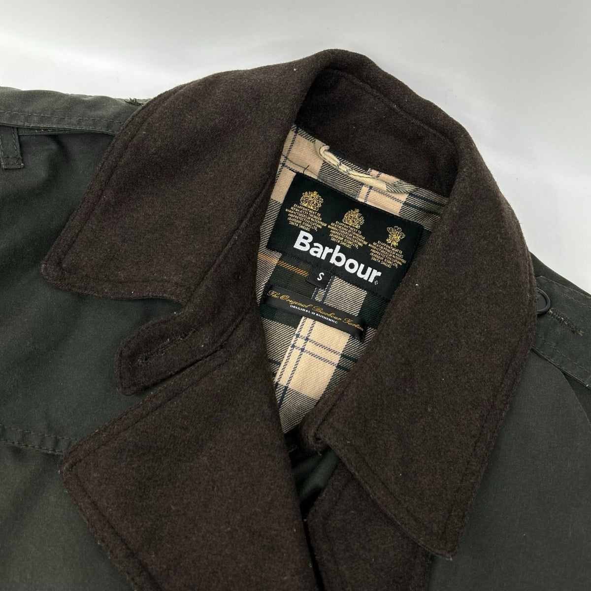 Barbour バブアー 08AW44 カーキ コットン ダブルボタン オイル トレンチコート コート
