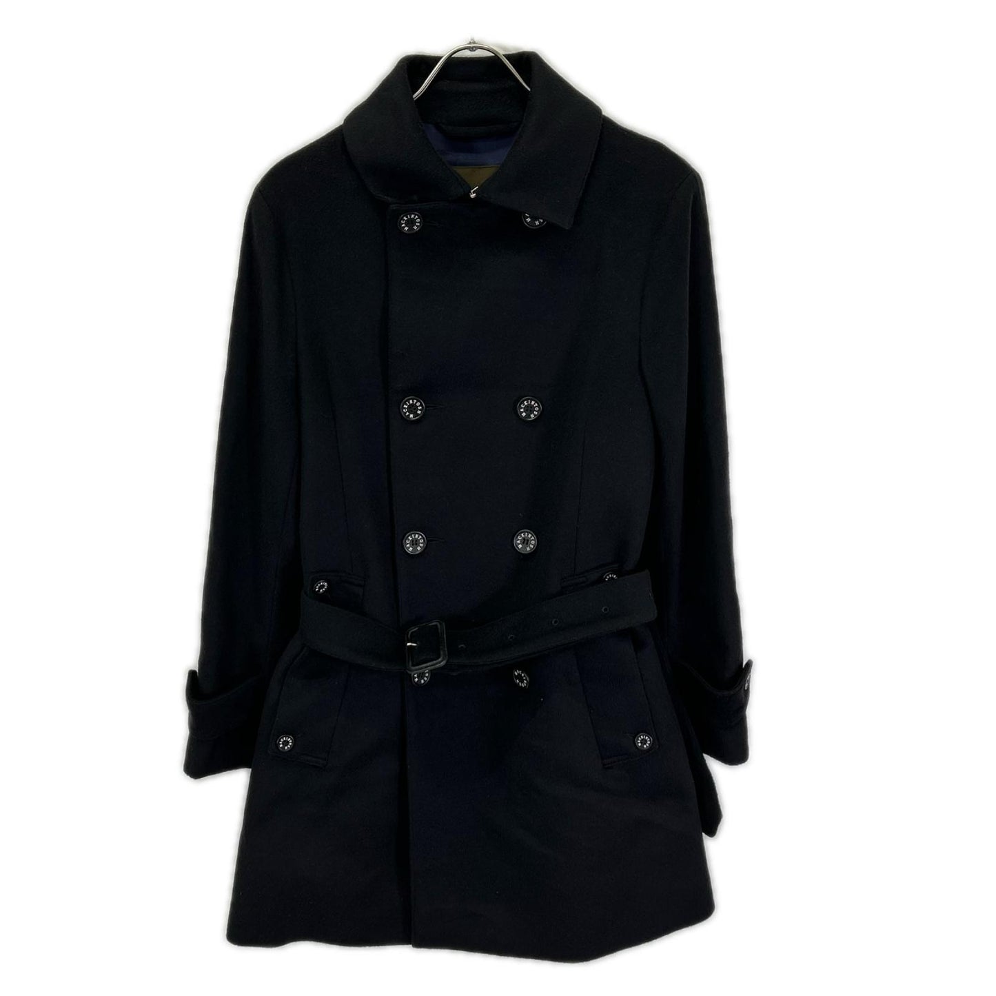 MACKINTOSH マッキントッシュ VM-SM-SM FETLAR/フェトラー ブラック ウール×ナイロン ロゴボタン ダブルブレスト ベルテッドミディアムコート コート