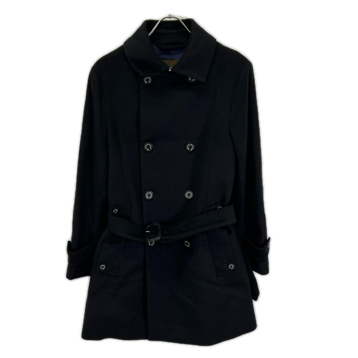 MACKINTOSH マッキントッシュ VM-SM-SM FETLAR/フェトラー ブラック ウール×ナイロン ロゴボタン ダブルブレスト ベルテッドミディアムコート コート