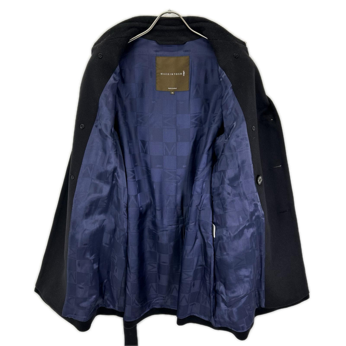 MACKINTOSH マッキントッシュ VM-SM-SM FETLAR/フェトラー ブラック ウール×ナイロン ロゴボタン ダブルブレスト ベルテッドミディアムコート コート