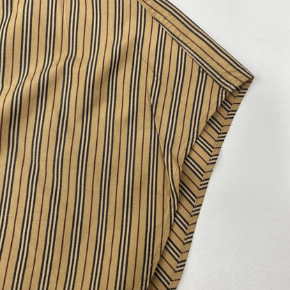Burberry Black Label バーバリーブラックレーベル BMW07-470-44 ベージュ コットン ロゴ刺繍 ダイアナゴルストライプ ボタンダウンシャツ トップス