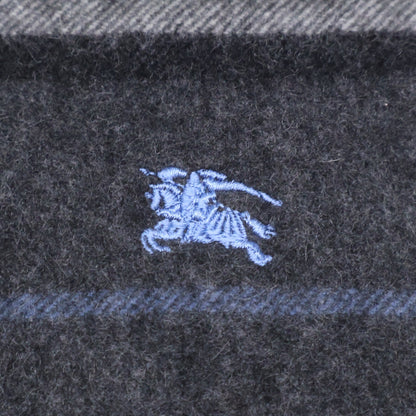 Burberry Black Label バーバリーブラックレーベル 【美品】ロゴ刺繍 ボーダー フリンジ マフラー