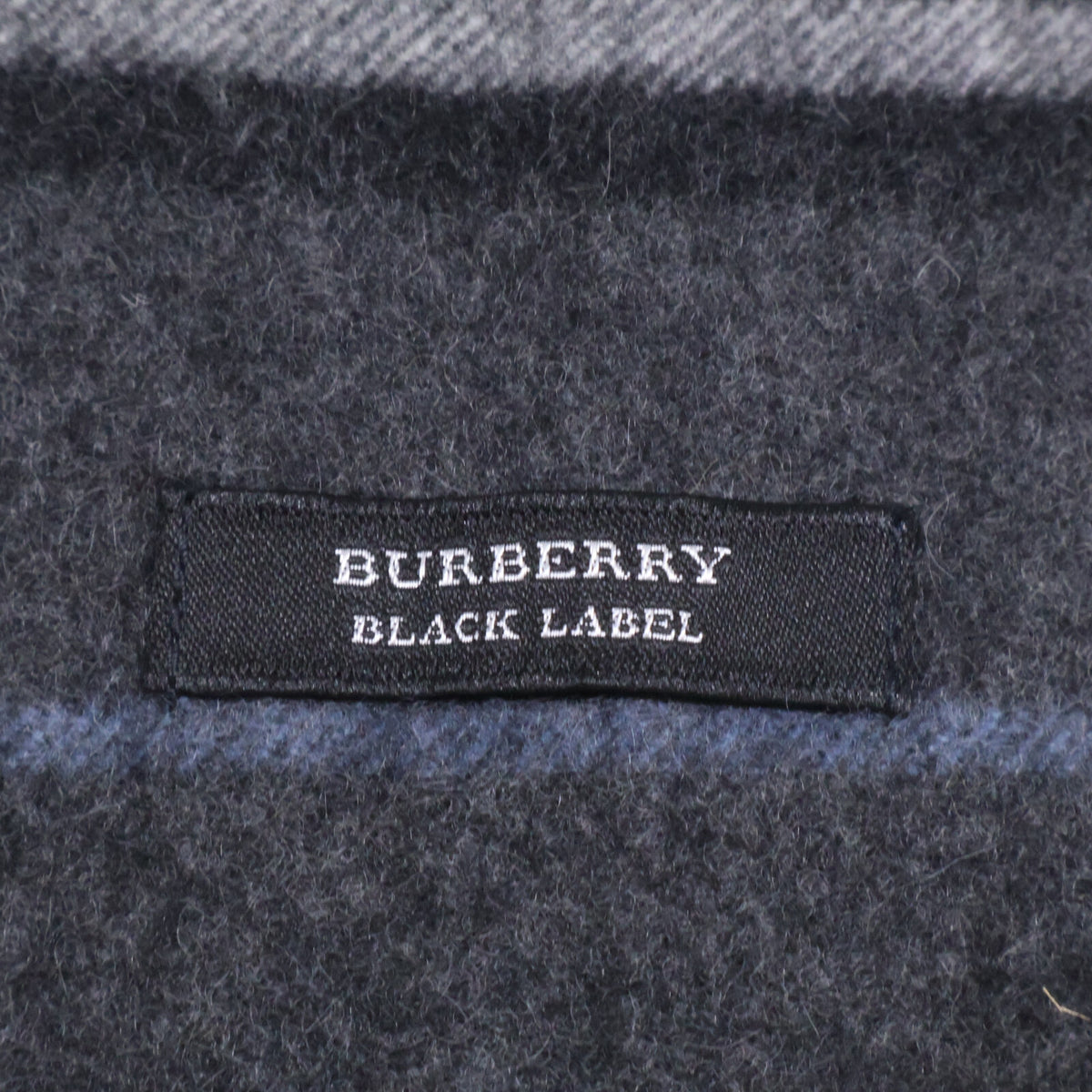 Burberry Black Label バーバリーブラックレーベル 【美品】ロゴ刺繍 ボーダー フリンジ マフラー