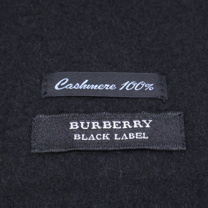 Burberry Black Label バーバリーブラックレーベル 【美品】ロゴ刺繍 カシミヤ フリンジ マフラー