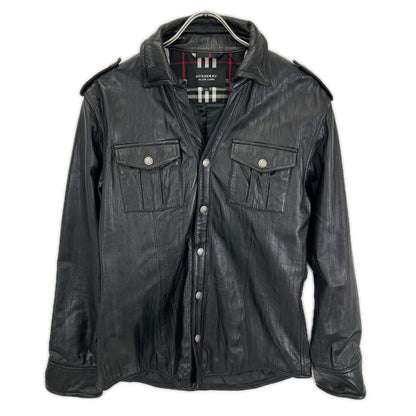 Burberry Black Label バーバリーブラックレーベル BMP81-601-09 ブラック チェックライニング ラムレザーシャツジャケット ジャケット