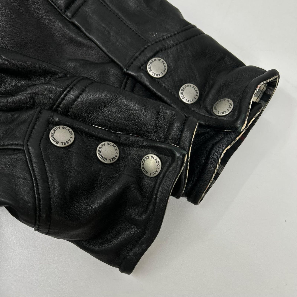Burberry Black Label バーバリーブラックレーベル BMP81-601-09 ブラック チェックライニング ラムレザーシャツジャケット ジャケット