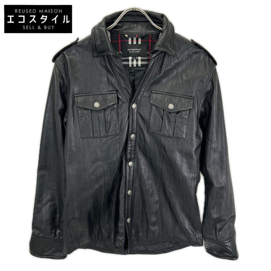 Burberry Black Label バーバリーブラックレーベル BMP81-601-09 ブラック チェックライニング ラムレザーシャツジャケット ジャケット