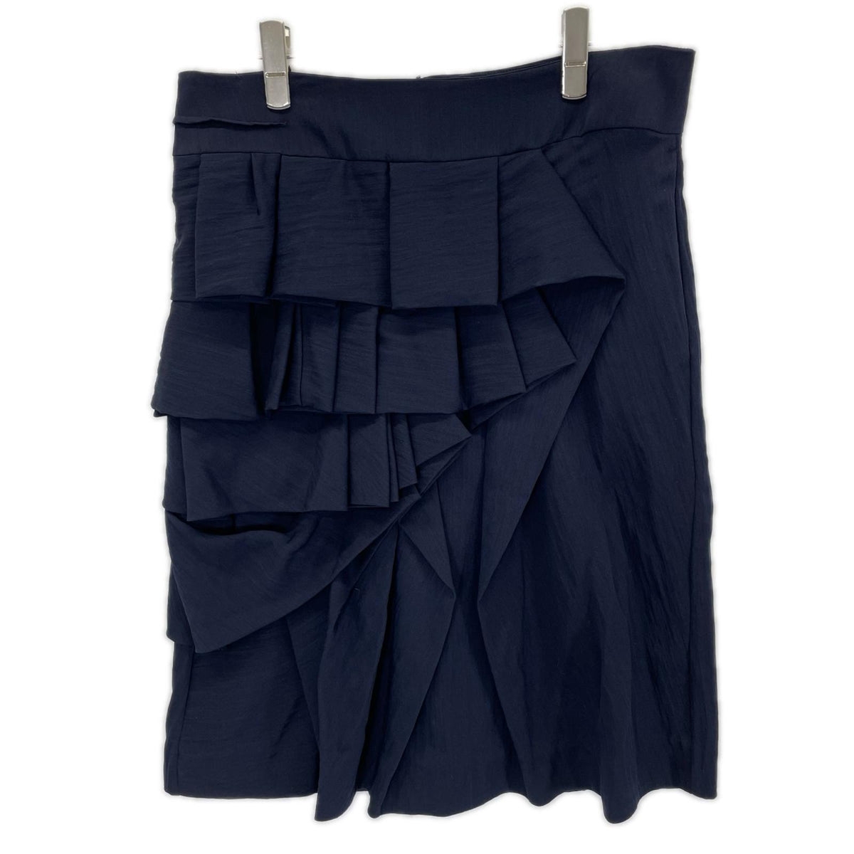 MARNI マルニ ネイビー バックジップ アシンメトリー フリル スカート ボトムス