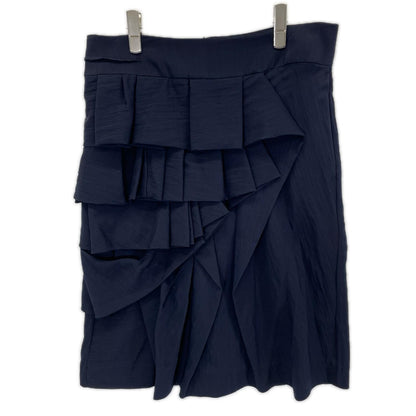MARNI マルニ ネイビー バックジップ アシンメトリー フリル スカート ボトムス