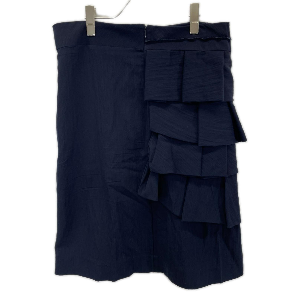 MARNI マルニ ネイビー バックジップ アシンメトリー フリル スカート ボトムス