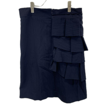 MARNI マルニ ネイビー バックジップ アシンメトリー フリル スカート ボトムス