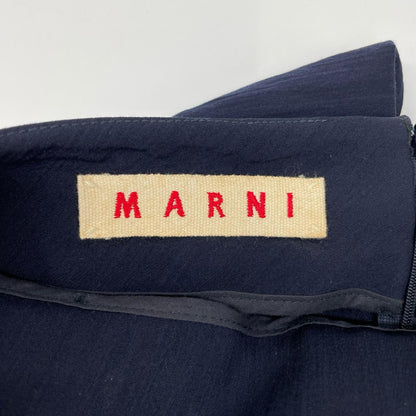 MARNI マルニ ネイビー バックジップ アシンメトリー フリル スカート ボトムス