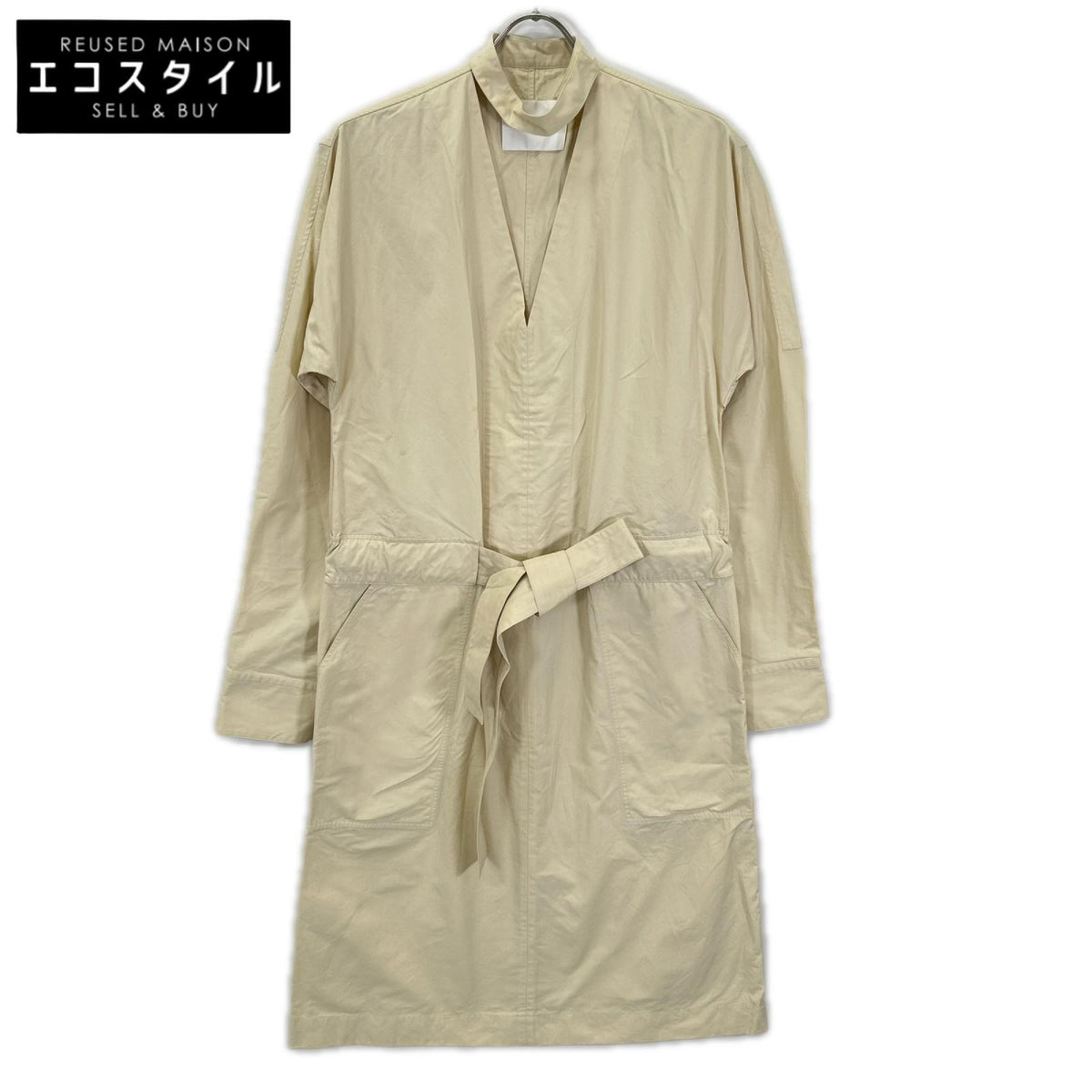 JILSANDER ジルサンダー JSPQ500305 アイボリー オープンカラー チョーカー ロングスリーブ ワンピース ワンピース