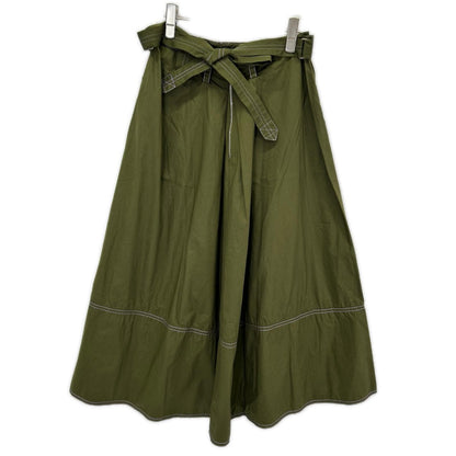 MARNI マルニ GOMAW34CJ0TCV60 カーキ コットン100 ベルト付き フレアスカート スカート