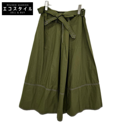 MARNI マルニ GOMAW34CJ0TCV60 カーキ コットン100 ベルト付き フレアスカート スカート
