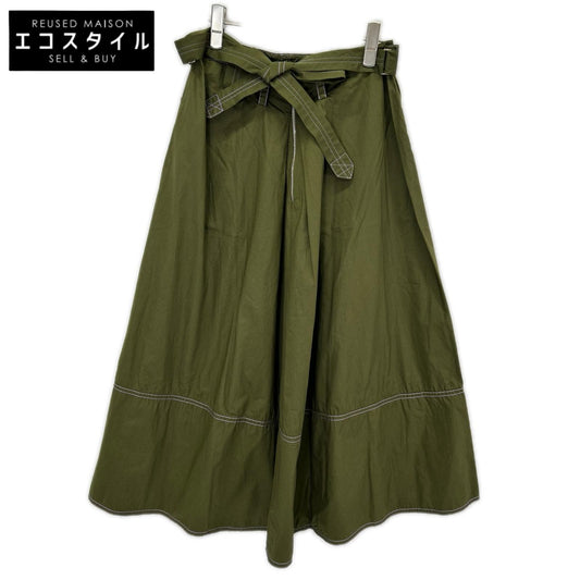MARNI マルニ GOMAW34CJ0TCV60 カーキ コットン100 ベルト付き フレアスカート スカート