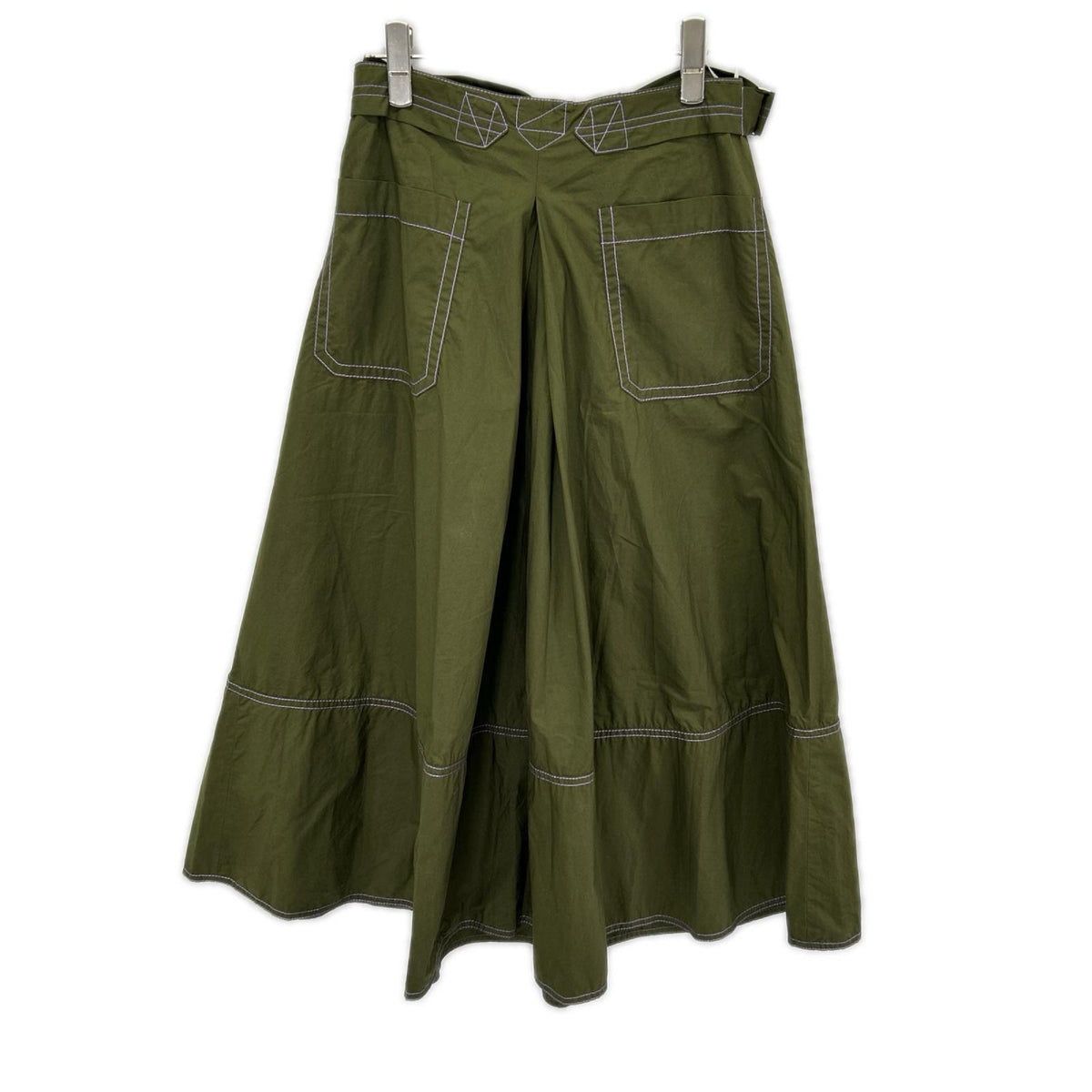 MARNI マルニ GOMAW34CJ0TCV60 カーキ コットン100 ベルト付き フレアスカート スカート
