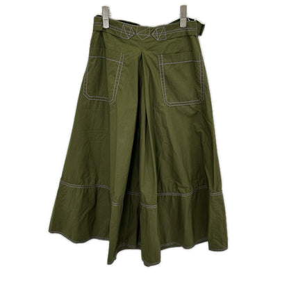 MARNI マルニ GOMAW34CJ0TCV60 カーキ コットン100 ベルト付き フレアスカート スカート