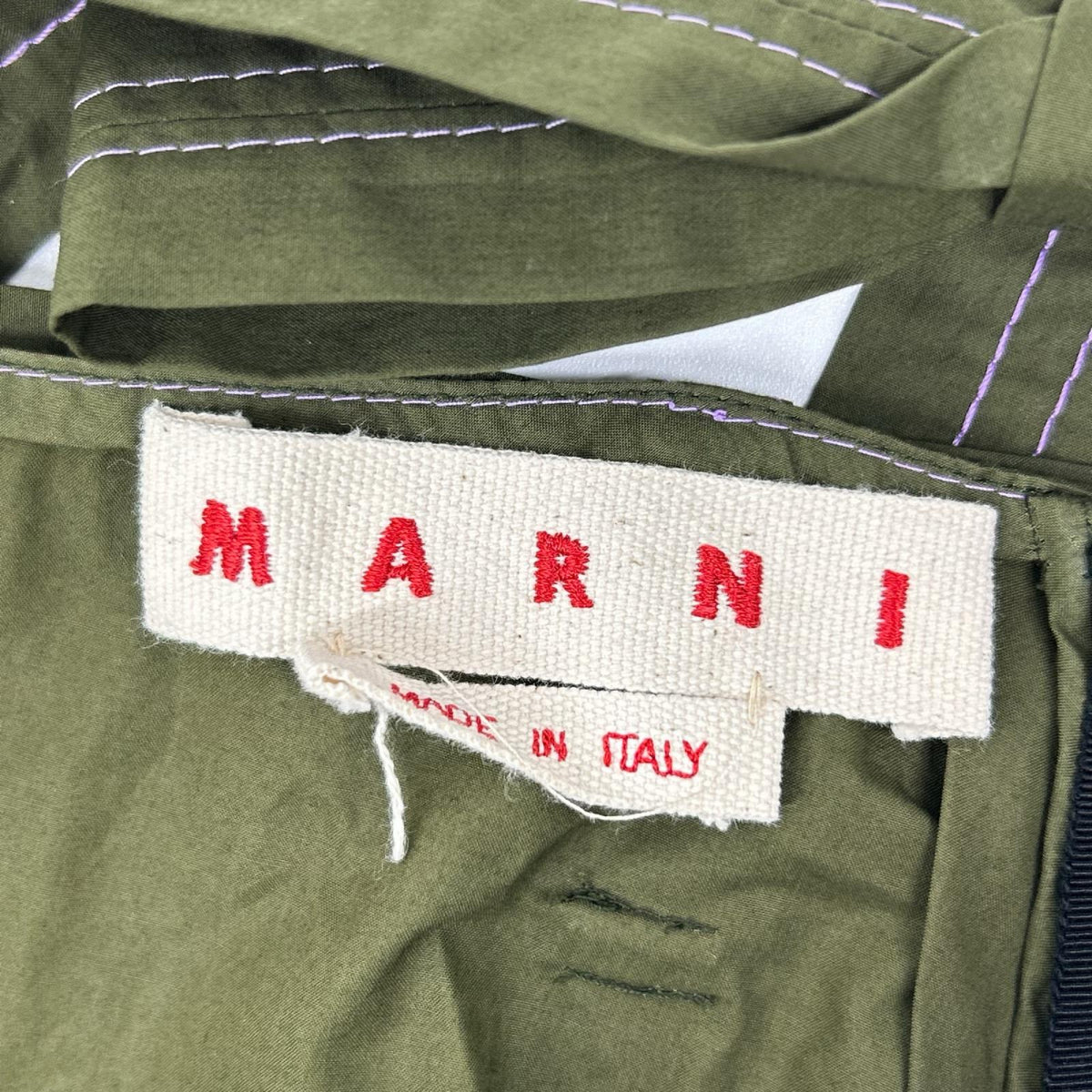 MARNI マルニ GOMAW34CJ0TCV60 カーキ コットン100 ベルト付き フレアスカート スカート