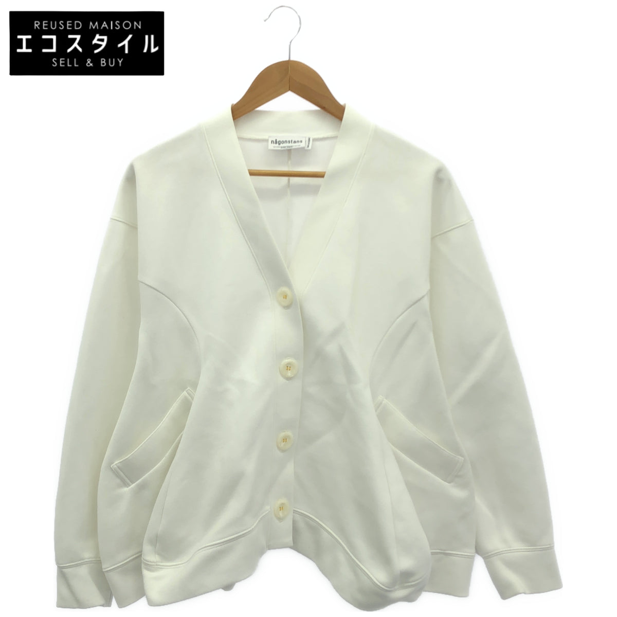 nagonstans ナゴンスタンス 24SS 470HS880-0530 ホワイト コットン混 curve drape cardigan/カーブドレープカーディガン トップス