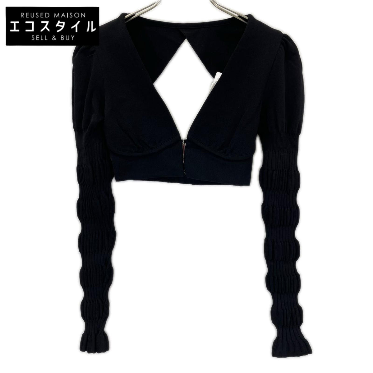FETICO フェティコ 24SS FTC242-0711 ブラック レーヨン混 STRIPE KNIT SHORT CARDIGAN トップス