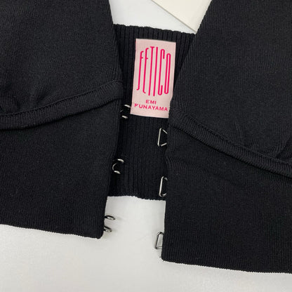 FETICO フェティコ 24SS FTC242-0711 ブラック レーヨン混 STRIPE KNIT SHORT CARDIGAN トップス
