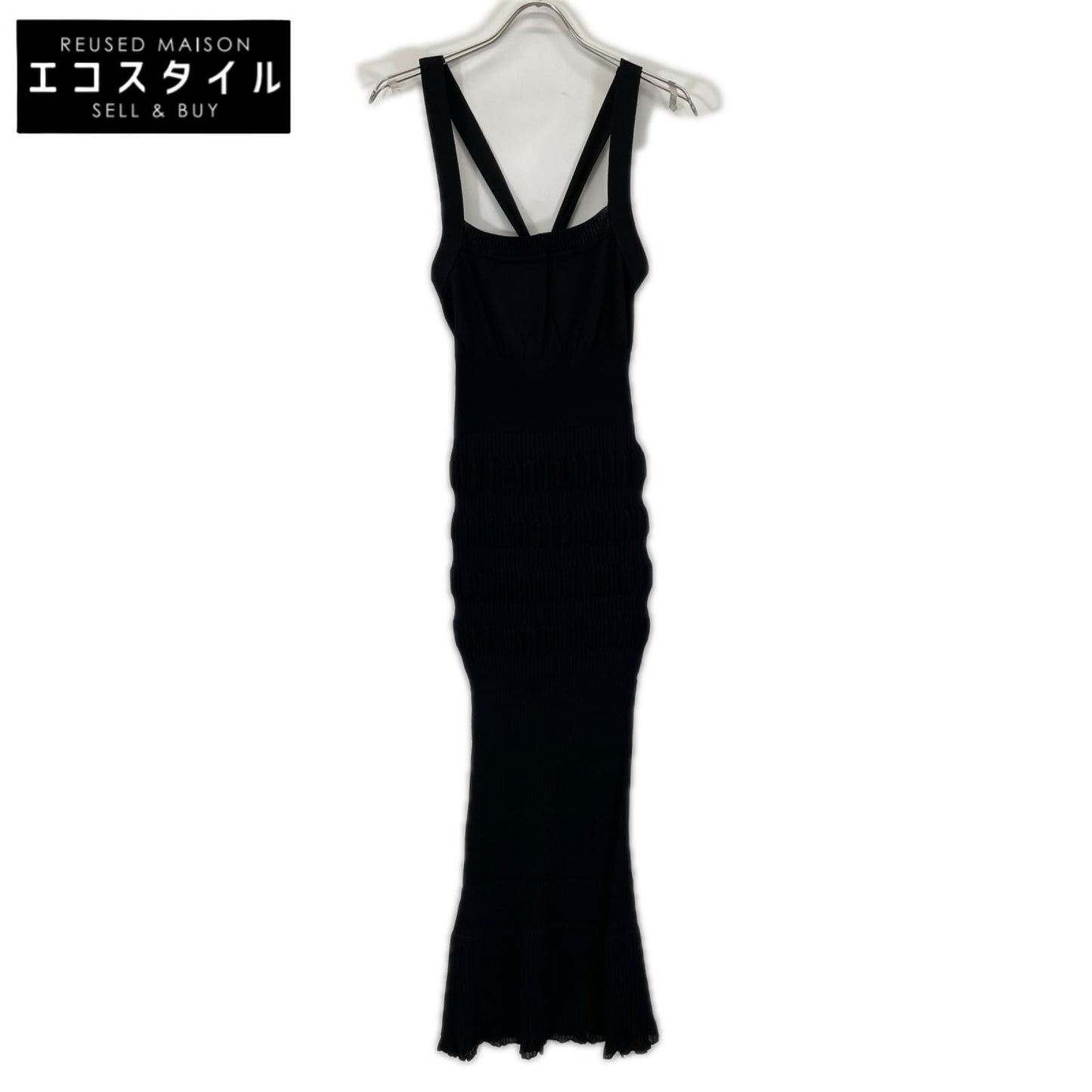 FETICO フェティコ 24SS FTC242-0712 ブラック レーヨン混 SHEER STRIPE KNIT DRESS ワンピース