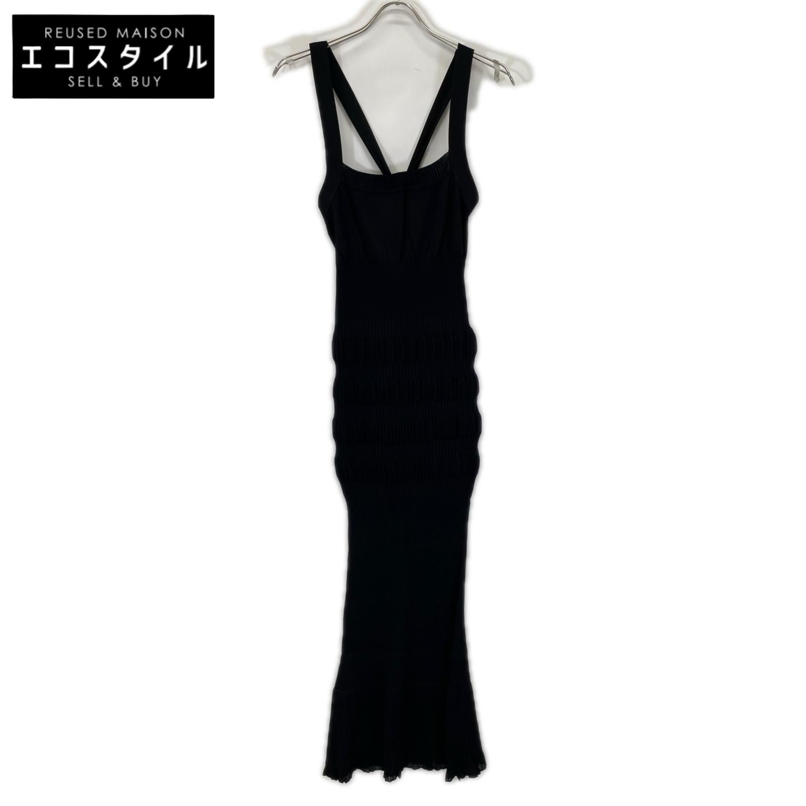 FETICO フェティコ 24SS FTC242-0712 ブラック レーヨン混 SHEER STRIPE KNIT DRESS ワンピース