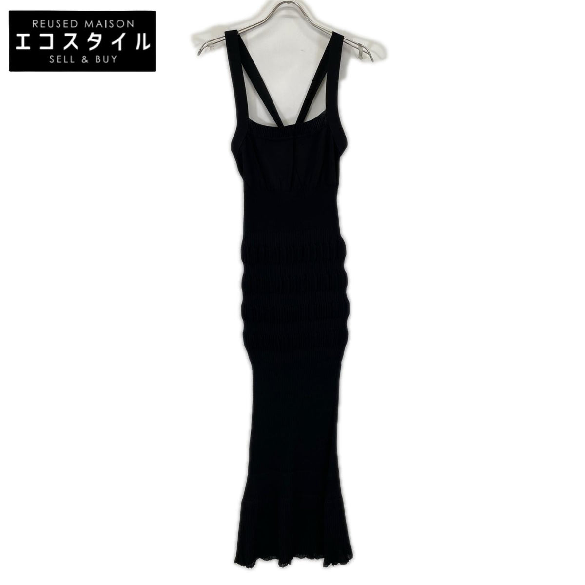 FETICO フェティコ 24SS FTC242-0712 ブラック レーヨン混 SHEER STRIPE KNIT DRESS ワンピース