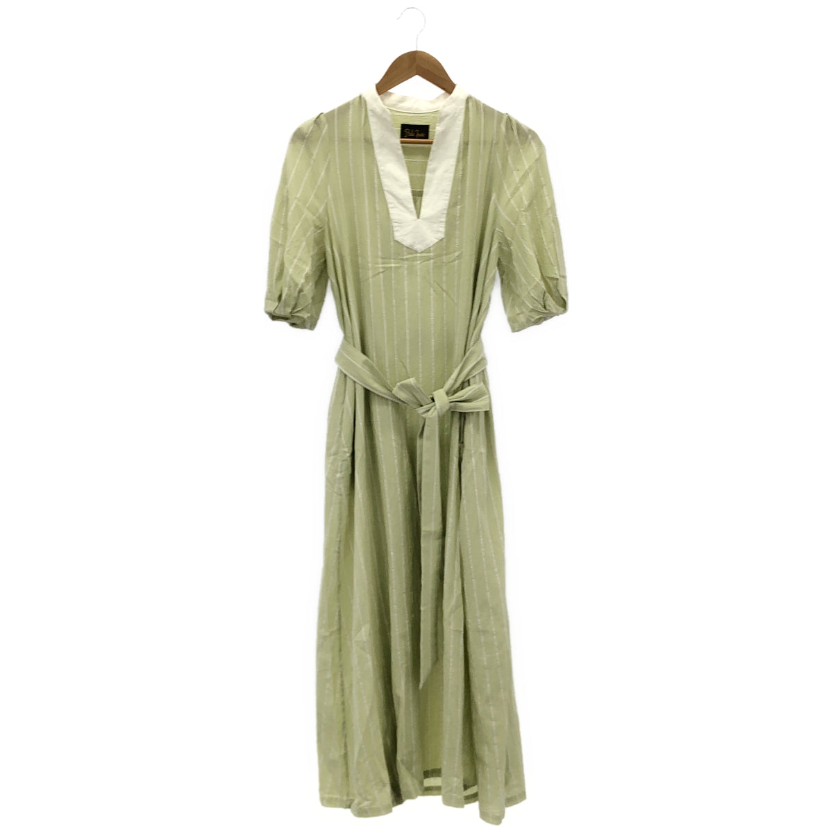 Pale Jute ペールジュート PJ-2022SS-16 ライトグリーン コットン100 white stripe one-piece ストライプショートスリーブワンピース トップス