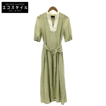 Pale Jute ペールジュート PJ-2022SS-16 ライトグリーン コットン100 white stripe one-piece ストライプショートスリーブワンピース トップス
