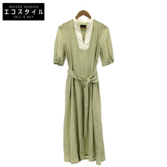 Pale Jute ペールジュート PJ-2022SS-16 ライトグリーン コットン100 white stripe one-piece ストライプショートスリーブワンピース トップス