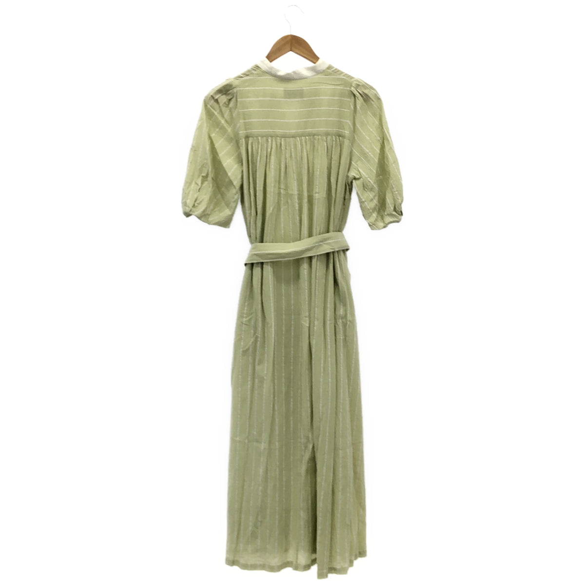 Pale Jute ペールジュート PJ-2022SS-16 ライトグリーン コットン100 white stripe one-piece ストライプショートスリーブワンピース トップス